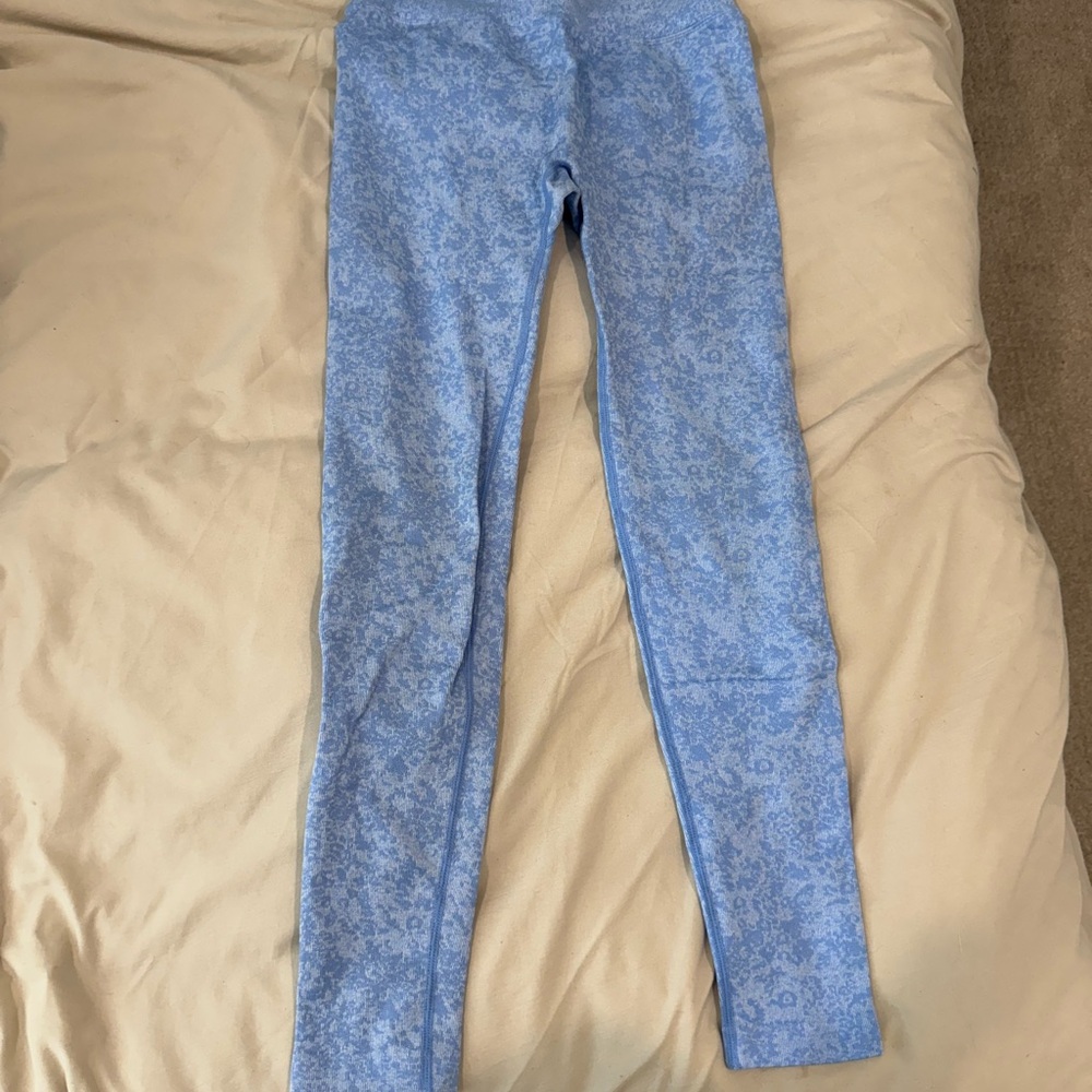Blue Patterned Workout Leggings